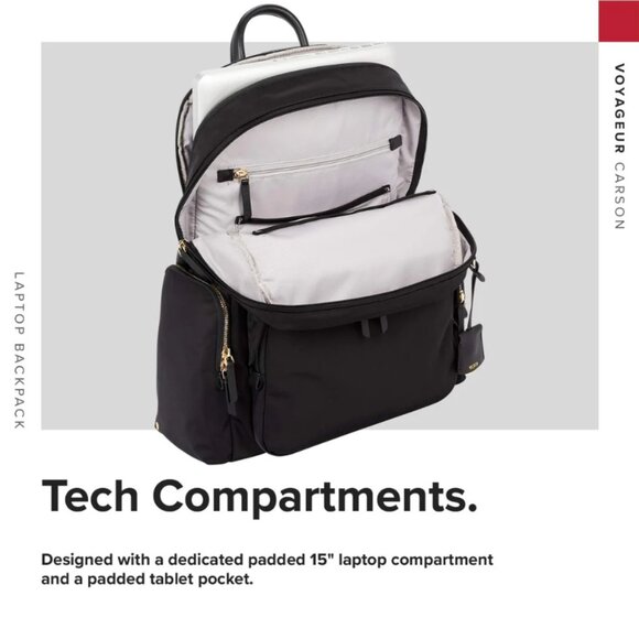 New TUMI Voyageur Carson Laptop Backpack 15 Inch Computer - Picture 5 of 11